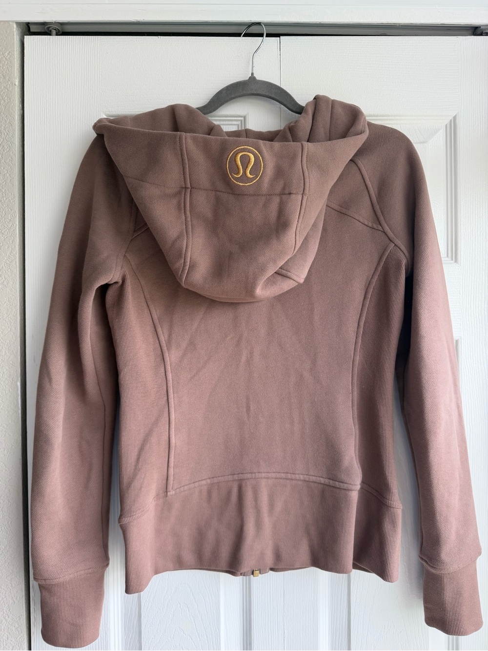 Lululemon Scuba Full Zip Hoodie Taupetastic Gold Zipper Size 4 - Picture 3 of 5